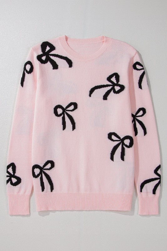 Women’s Bow Knit Pullover Crewneck Sweater | Zarnesh