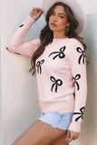 Women’s Bow Knit Pullover Crewneck Sweater | Zarnesh