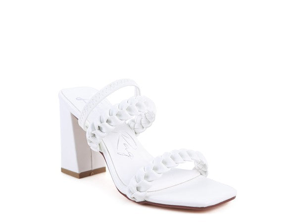 WOMEN'S ARNIE BRAIDED BLOCK HEELED SLIDER SANDALS | Zarnesh