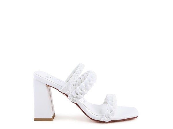 WOMEN'S ARNIE BRAIDED BLOCK HEELED SLIDER SANDALS | Zarnesh