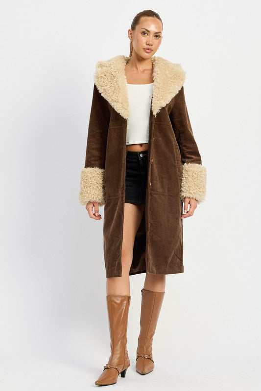 Women’s Faux Fur Collar Longline Mid Trench Coat | Zarnesh