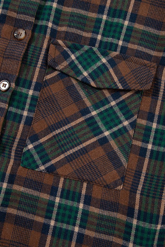 Women’s Plaid Button-Up Shacket with Chest Pockets | Zarnesh