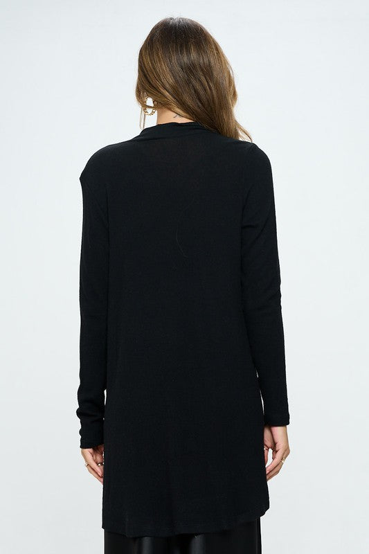 Women’s Brushed Knit Draped Cardigan Long Sleeve Jacket | Zarnesh