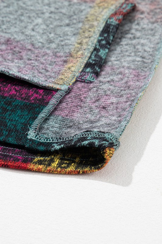  Women’s Brushed Check Vintage Thumbholes Henley Hoodie | Zarnesh