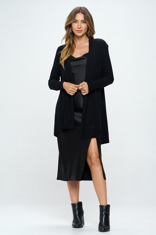Women’s Brushed Knit Draped Cardigan Long Sleeve Jacket | Zarnesh