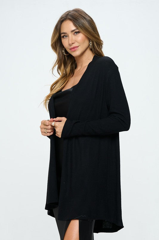 Women’s Brushed Knit Draped Cardigan Long Sleeve Jacket | Zarnesh