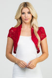 Women’s Crochet Sequin Cropped Lace Cap Sleeve Shrug | Zarnesh