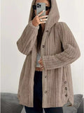 Women’s Button-Down Plush Fleece Hooded Fleece Jacket | Zarnesh