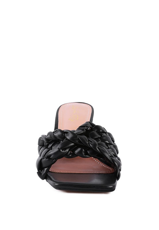 Women's CELIE Woven Strap Mid Heel Sandals | Zarnesh