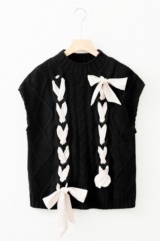 Women’s Cable Knit Bowknot Short Sleeve Spring Sweater | Zarnesh