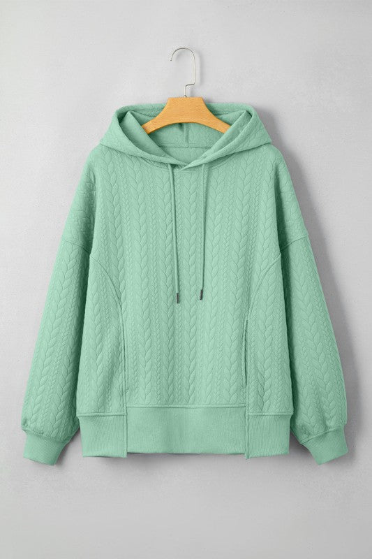 Women’s Cable Textured Solid Quilted Baggy Hoodie | Zarnesh