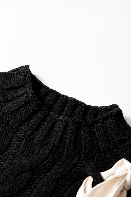 Women’s Cable Knit Bowknot Short Sleeve Spring Sweater | Zarnesh