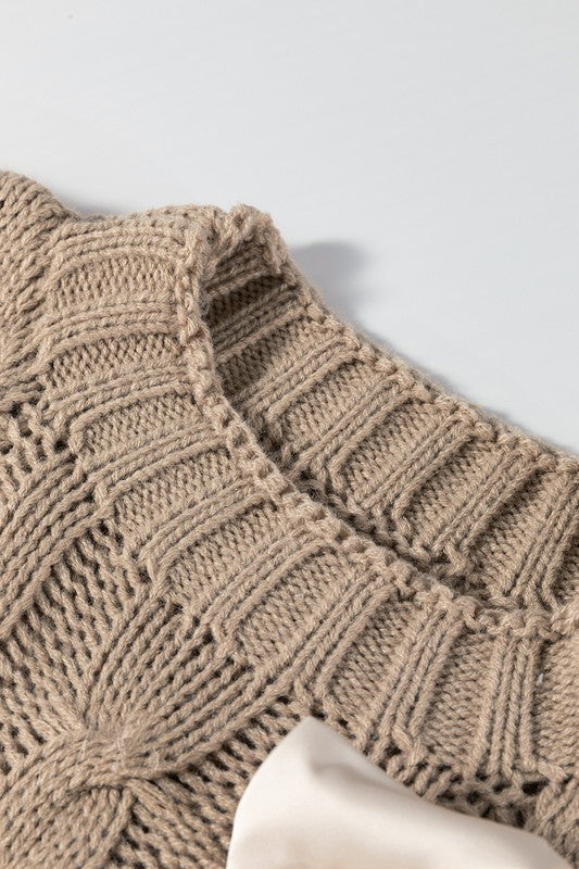 Women’s Cable Knit Bowknot Short Sleeve Spring Sweater | Zarnesh