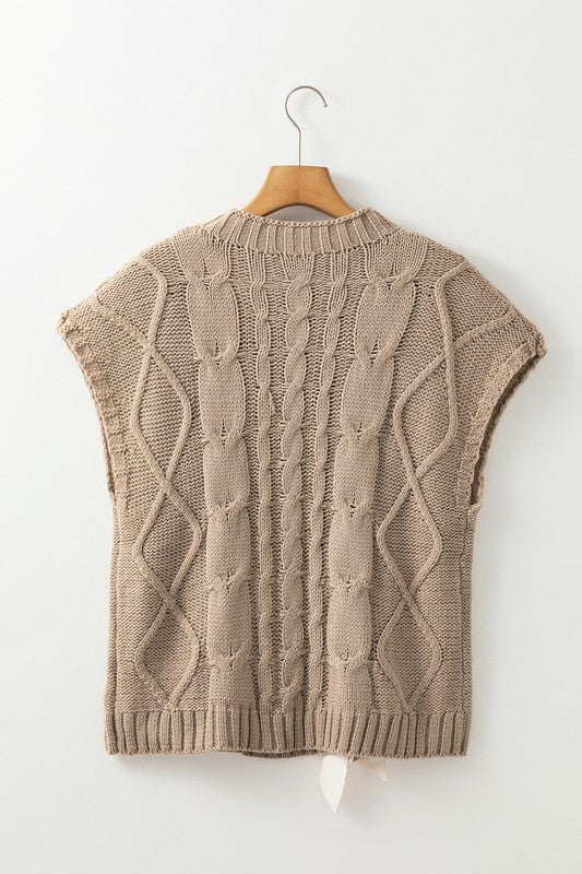 Women’s Cable Knit Bowknot Short Sleeve Spring Sweater | Zarnesh