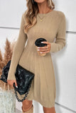Women’s Cable Knit Cross Strip Solid Sweater Dress | Zarnesh