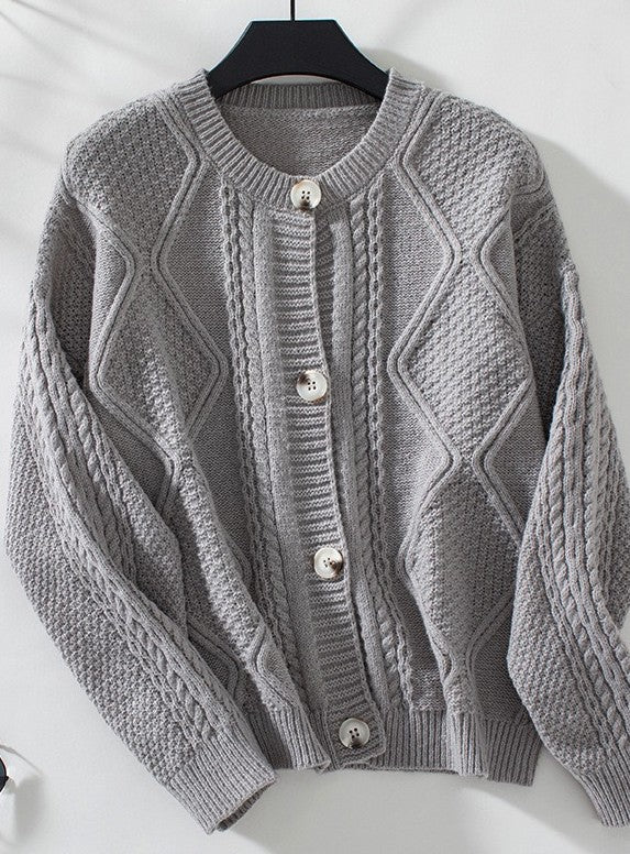 Women’s Cable Knit Textured Button Up Cardigan | Zarnesh