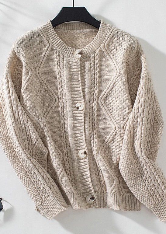 Women’s Cable Knit Textured Button Up Cardigan | Zarnesh