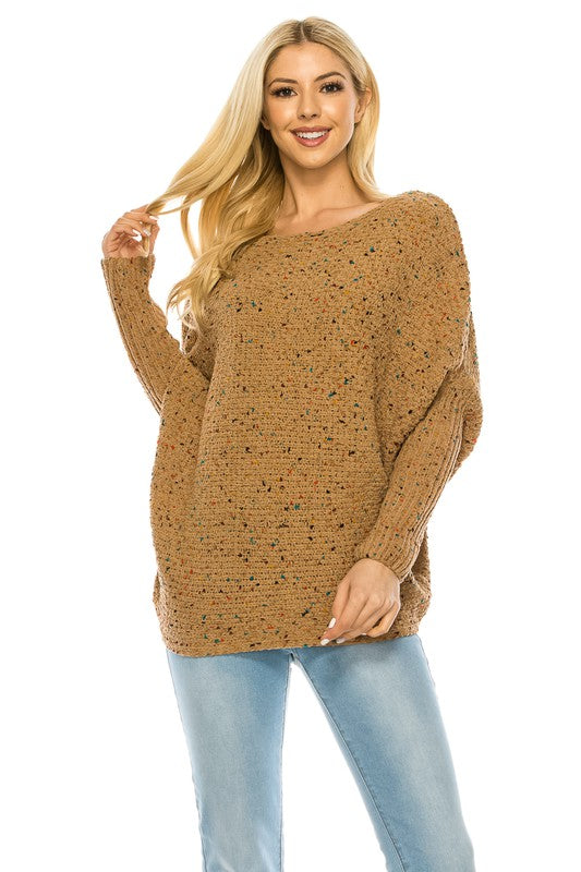 Women’s Oversized Knit Sweater with MultiColor Speckled Pattern | Zarnesh