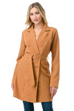Women’s Casual Blazer Trench Solid Belted long Coat | Zarnesh