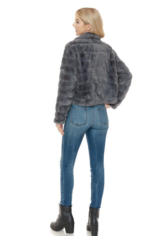 Women’s Casual Faux Fur Long Sleeves Jacket | Zarnesh