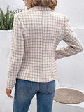 Women’s Casual Checkered Tweed Notched Lapel Blazer Jacket | Zarnesh