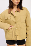 Women’s Casual Combo Chore Corduroy Collar Jacket | Zarnesh