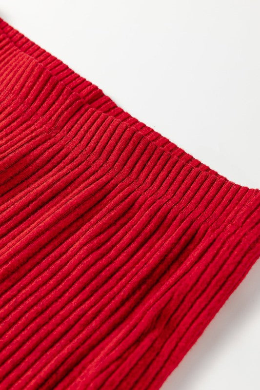 Women’s Casual Print Solid Long Sleeve Ribbed Knit Lounge Set | Zarnesh