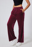 Women’s Casual Solid Drawstring Velvet Wide Leg Pants | Zarnesh