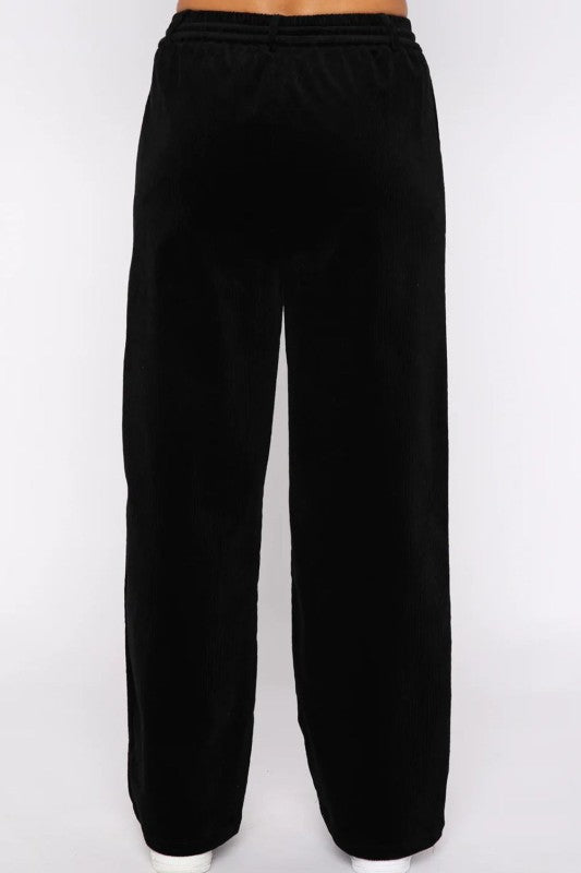 Women’s Casual Solid Drawstring Velvet Wide Leg Pants | Zarnesh