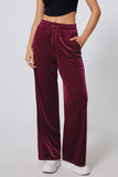 Women’s Casual Solid Drawstring Velvet Wide Leg Pants | Zarnesh