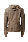 Women Hood PU Leather Jacket | Zarnesh