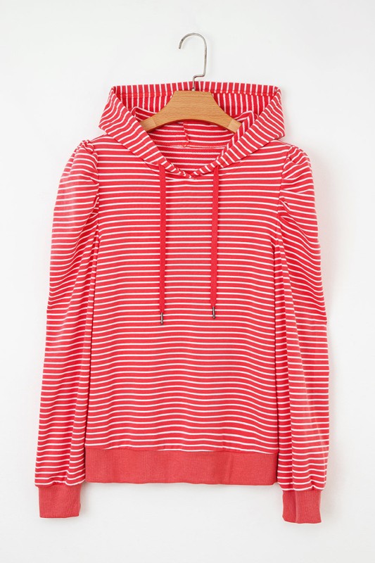Women’s Casual Striped Puff Sleeve Long Hoodie | Zarnesh
