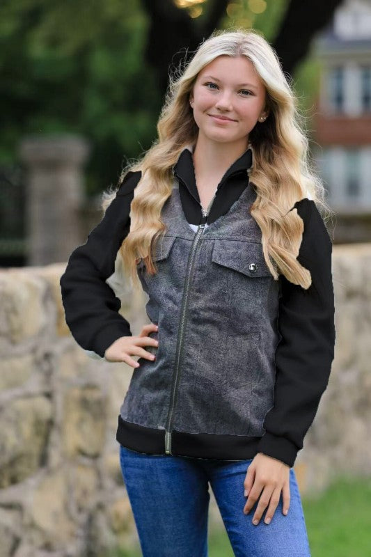 Women’s Casual Zip-Up Denim Chest Pocket Jacket | Zarnesh