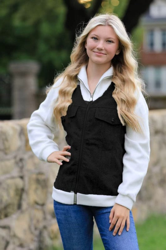 Women’s Casual Zip-Up Denim Chest Pocket Jacket | Zarnesh