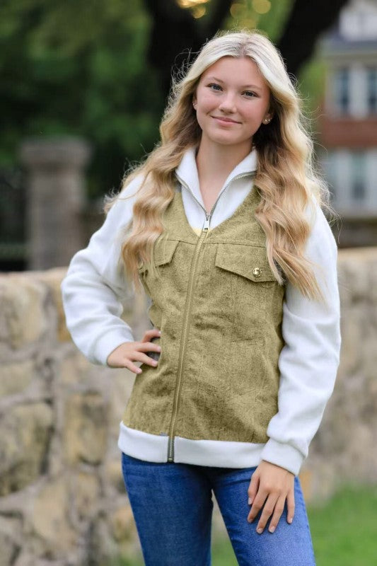 Women’s Casual Zip-Up Denim Chest Pocket Jacket | Zarnesh