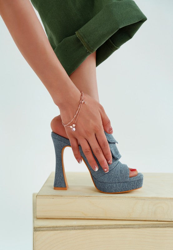 Women's Celidih Denim Pouch Detail High Heel Sandals | Zarnesh