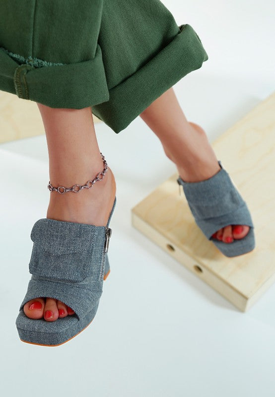 Women's Celidih Denim Pouch Detail High Heel Sandals | Zarnesh