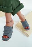 Women's Celidih Denim Pouch Detail High Heel Sandals | Zarnesh