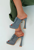 Women's Celidih Denim Pouch Detail High Heel Sandals | Zarnesh