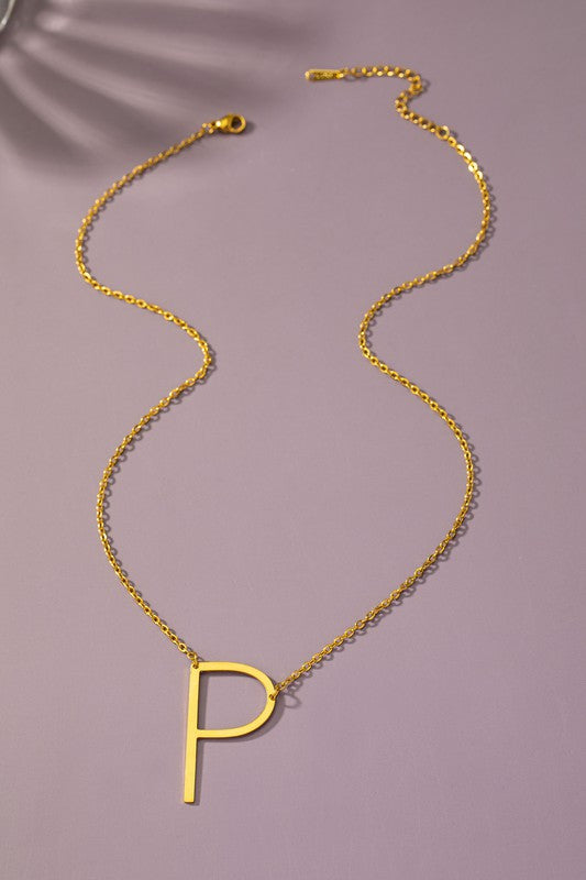 Women's Large Stainless Steel Initial Pendant Necklace | Zarnesh