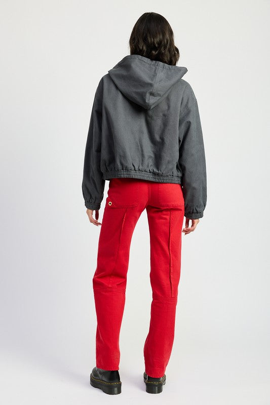 Women’s Vintage Washed Denim Zip Up Hoodie Jacket | Zarnesh