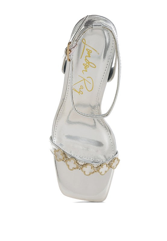 Women Ebina Charm Pin Buckle Ankle Strap Spool Heels Zarnesh