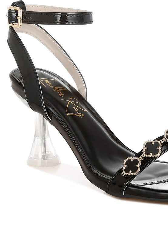 Women Ebina Charm Pin Buckle Ankle Strap Spool Heels Zarnesh