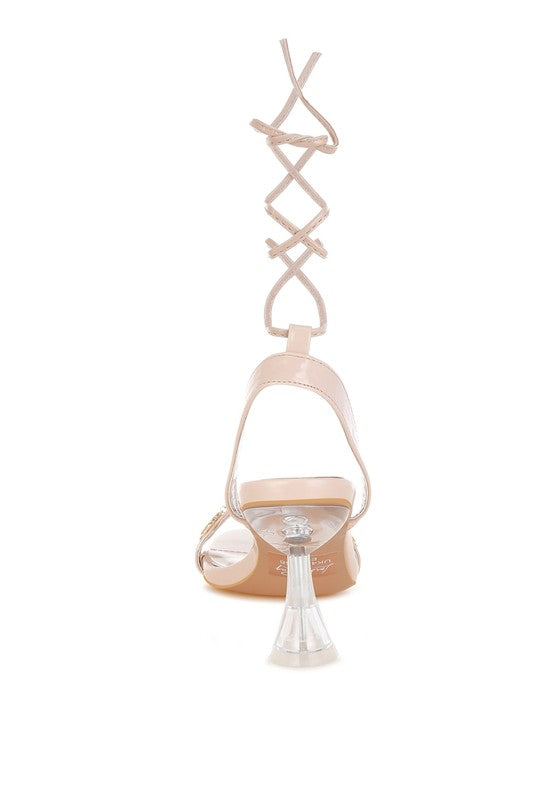 Women Ebina Charm Pin Buckle Ankle Strap Spool Heels Zarnesh