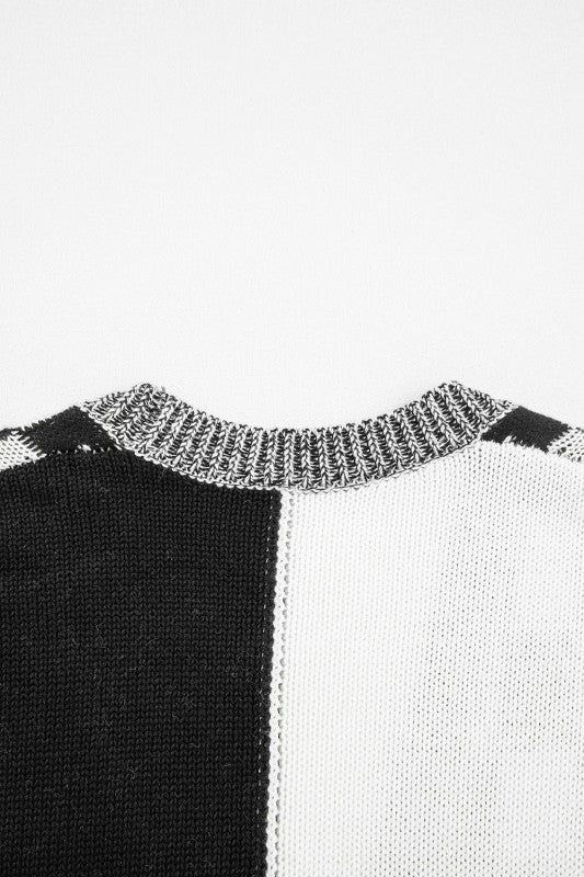 Women’s Checker Open Front Drop Shoulder Cardigan Sweater | Zarnesh