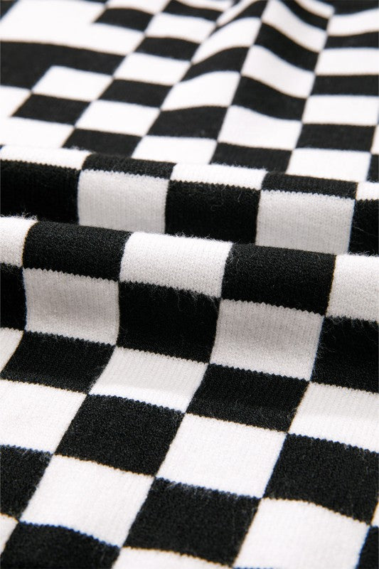 Women's Checker Round Neck Drop Shoulder Sweater | Zarnesh