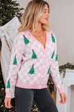 Women’s Checkered Christmas Tree Buttoned Cardigan Sweater | Zarnesh