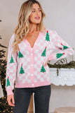 Women’s Checkered Christmas Tree Buttoned Cardigan Sweater | Zarnesh