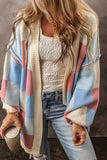 Women’s Checkered Open Front Seam Drop Shoulder Cardigan | Zarnesh