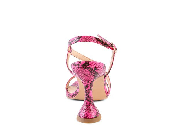 Women's CHERRY TART Snake Print Spool Heel Sandals |Zarnesh